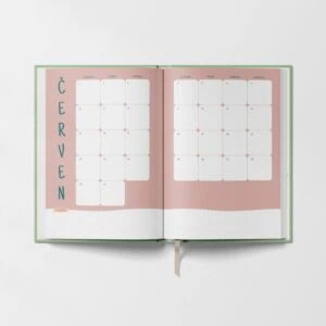 Měsíční plán na červen s prázdnými políčky pro zápis aktivit a událostí.